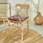 Galette de chaise carre unie coton bachette - lot de 2 galettes de chaise : 40x40cm - taupe - colombine ...