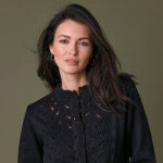 Gilet boutonn col montant, maille fantaisie - 42 / 44 - noir - lora zellini