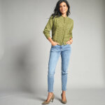 Gilet boutonn col montant, maille fantaisie - 42 / 44 - vert - lora zellini