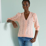 Gilet col v, maille ajoure - blancheporte