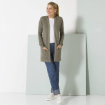 Gilet long porter ouvert, 2 poches, maille anglaise - blancheporte Gilet long porter ouvert, 2 poches, maille anglaise - blancheporte