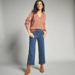 Gilet en maille ajoure - 50 - marron - lora zellini