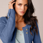 Gilet maille fantaisie boutons dorés vieillis - blancheporte Gilet maille fantaisie boutons dorés vieillis - blancheporte