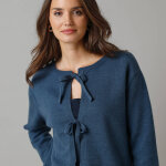 Gilet à nouettes manches longues, laine mélangée - 34 / 36 - bleu - lora zellini Gilet à nouettes manches longues, laine mélangée - 34 / 36 - bleu - lora zellini
