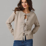 Gilet  nouettes manches longues, laine mlange - lora zellini
