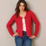 Gilet paletot, maille perle fantaisie - blancheporte