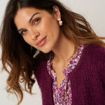 Gilet paletot, maille perle fantaisie - blancheporte