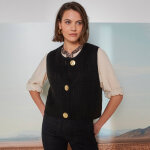 Gilet sans manches toucher doux, boutons dor�s - blancheporte