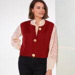 Gilet sans manches toucher doux, boutons dor�s - blancheporte