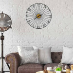 Horloge ronde filaire en mtal noir - blancheporte