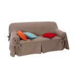 Housse bachette coton uni nouettes fauteuil canaps - housse canap 2 places - taupe - colombine