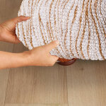 Housse bi - extensible microfibre imprim� vagues pour fauteuil et canap� - blancheporte