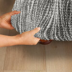 Housse bi - extensible microfibre imprim� vagues pour fauteuil et canap� - blancheporte