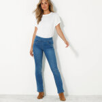 Jean bootcut ultra stretch, maille effet denim - petite stature - blancheporte
