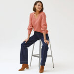 Jean coupe large taille haute, grande stature - blancheporte