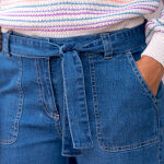 Jean droit taille haute, ceinture À nouer - blancheporte Jean droit taille haute, ceinture À nouer - blancheporte