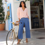 Jean large raccourci, denim léger - blancheporte Jean large raccourci, denim léger - blancheporte
