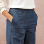 Jean large taille �lastiqu�e, denim l�ger - blancheporte