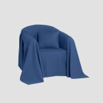 Jet canap coton bachette uni - plaid : 140x200cm - bleu - colombine