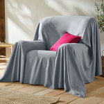 Jet canap coton bachette uni - plaid : 140x200cm - gris - colombine