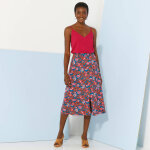 Jupe boutonne fleuri unie, viscose - blancheporte