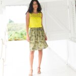 Jupe ceinture smockée imprimée, crépon - blancheporte Jupe ceinture smockée imprimée, crépon - blancheporte