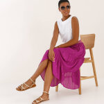 Jupe courte volant�e imprim� dor�, cr�pon - blancheporte