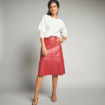Jupe vase mi longue, aspect enduit - 36 - rouge - lora zellini