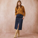 Jupe fendue longueur midi, denim souple - blancheporte