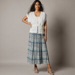 Jupe imprim�e en cr�pon, taille �lastiqu�e - lora zellini