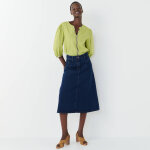 Jupe longue �vas�e en jean - blancheporte