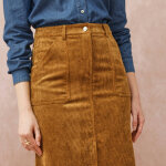 Jupe longue fendue, velours ctel - blancheporte