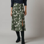 Jupe longue avec fente, imprimé floral - 36 - kaki - lora zellini Jupe longue avec fente, imprimé floral - 36 - kaki - lora zellini