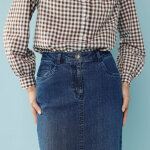Jupe longue en jean, spécial petites - blancheporte Jupe longue en jean, spécial petites - blancheporte