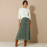 Jupe longue plisse, voile imprim lopard - blancheporte