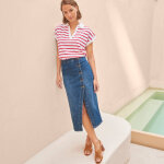 Jupe longue portefeuille en jean - blancheporte