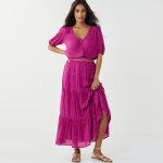 Jupe longue volant�e imprim� dor�, cr�pon - blancheporte