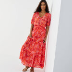 Jupe longue volant�e imprim� fleuri, cr�pon - blancheporte