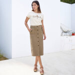 Jupe mi - longue boutonn�e - blancheporte