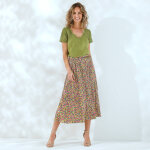 Jupe plisse satin imprim - blancheporte