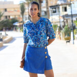Jupe short asymtrique jean - blancheporte