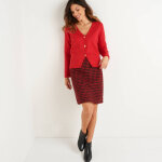Jupe trapze courte en tweed, carreaux bicolores - blancheporte
