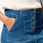 Jupe trapze en jean, boutonne - blancheporte