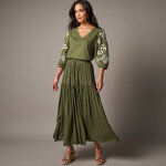 Jupon long en cr�pon et fils brillants, taille �lastiqu�e - lora zellini