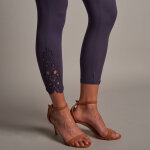 Legging 3 / 4 macram�, taille �lastiqu�e - 34 / 36 - violet - lora zellini