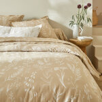 Linge de lit alessia en coton imprim fleuri - taie d'oreiller volant plat : 50x70cm - beige - colombine ...