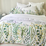 Linge de lit alice en coton imprim - drap - housse 2 personnesonnes : 140x190cm - blanc - colombine