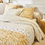 Linge de lit amlie en coton imprim vintage - drap plat 1 personneonne : 180x290cm - beige - colombine ...