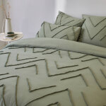 Linge de lit amezia en coton lav� finition tuft� en relief - taie d'oreiller forme sac : 50x70cm - kaki ...