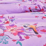 Linge de lit birdy en coton imprim oiseaux - drap - housse 1 personneonne : 90x190cm - violet - colombine ...